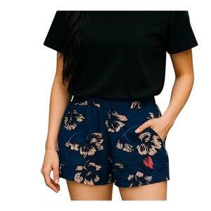 J. Crew Blue Floral Print Linen Blend Casual Chino Shorts Size 0